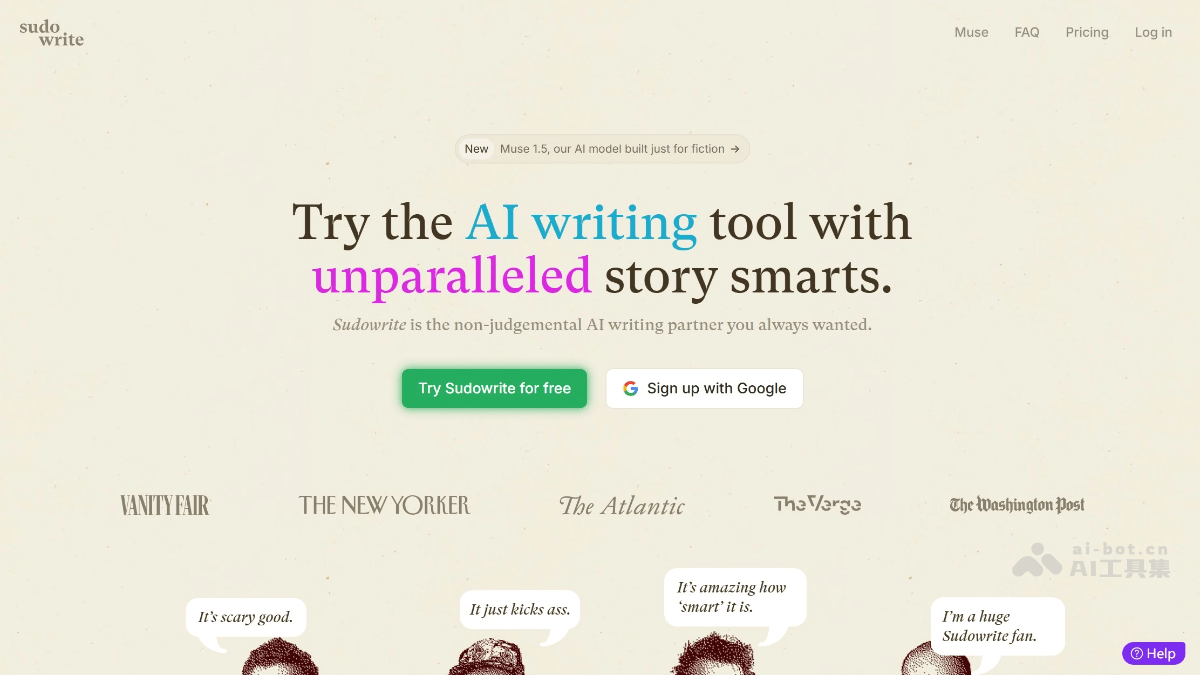 Sudowrite – AI写作工具,专注于小说和剧本创作