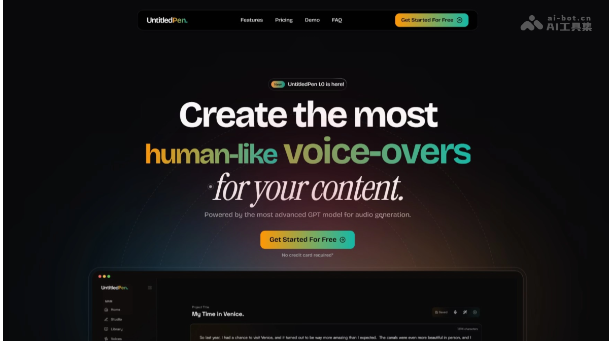 UntitledPen – AI语音生成平台,自由选择定制声音
