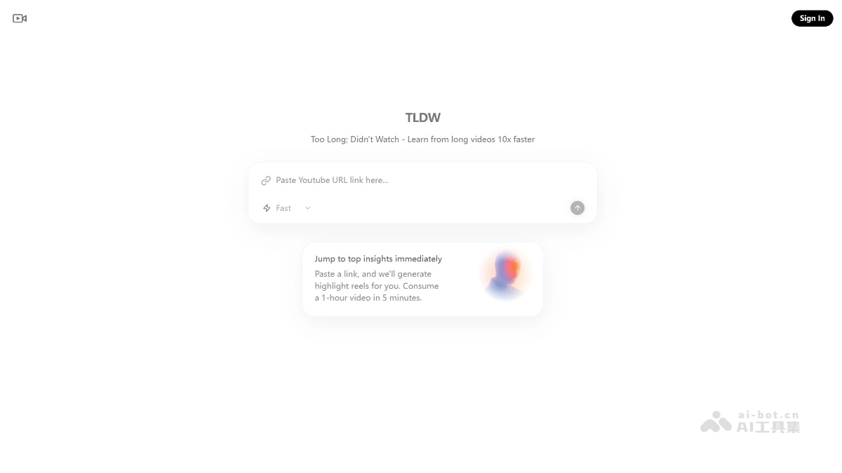 TLDW – AI视频摘要工具，快速了解视频主要观点
