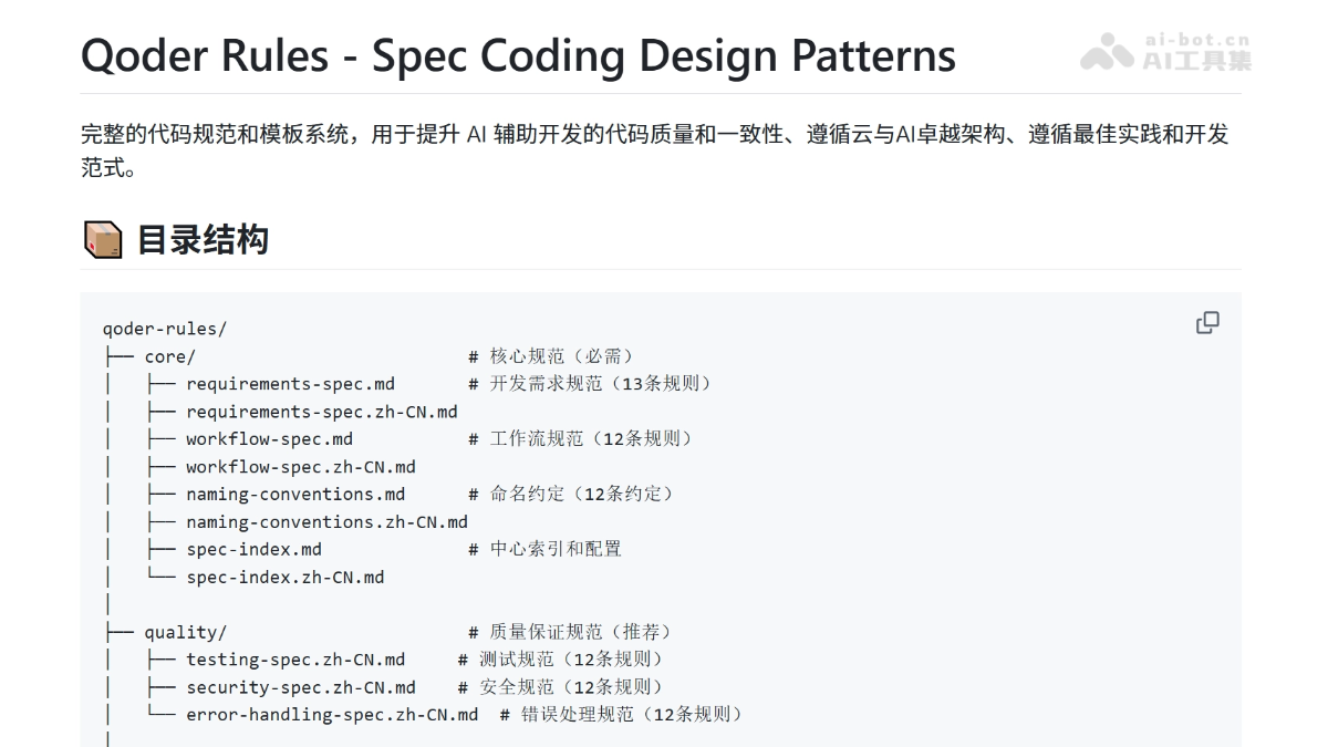 Qoder Rules – 开源的AI辅助开发规范和模板系统