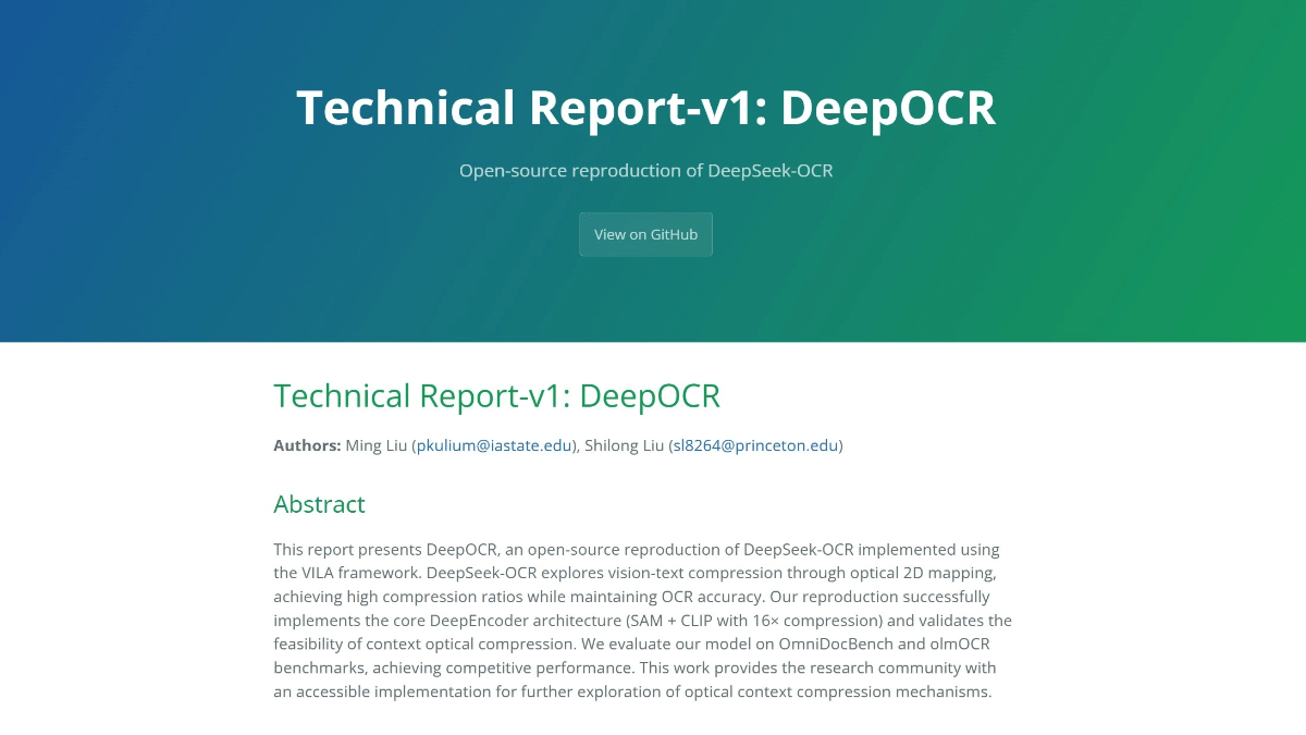 DeepOCR – 基于DeepSeek-OCR模型的开源复刻项目