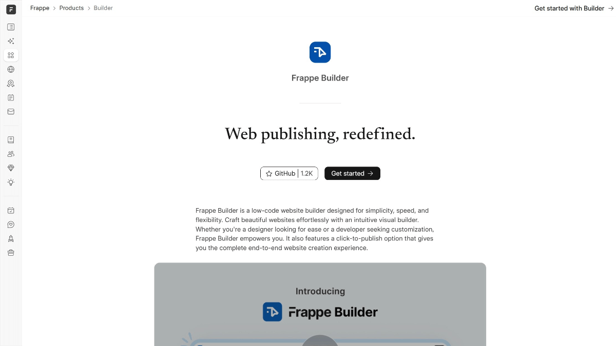 Frappe Builder – 开源的AI低代码网站构建工具，拖拽组件快速搭建