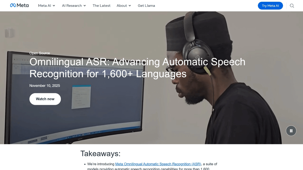 Omnilingual ASR – Meta推出的多语言语音识别框架