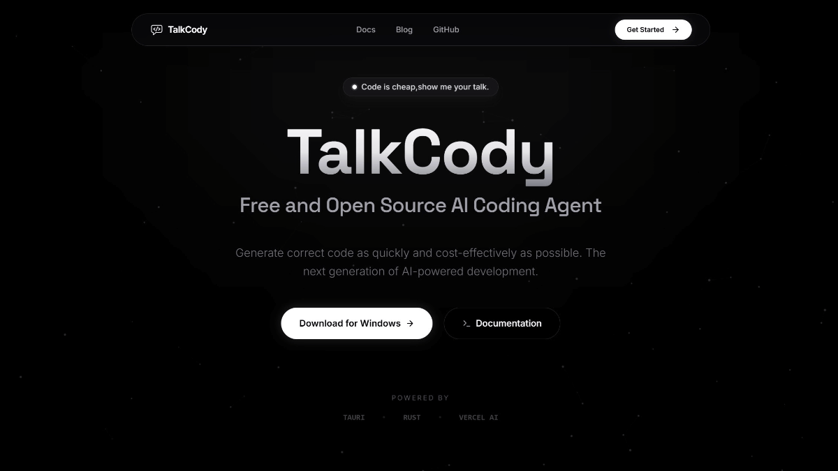 TalkCody – 免费开源的AI编程桌面助手，支持复杂任务